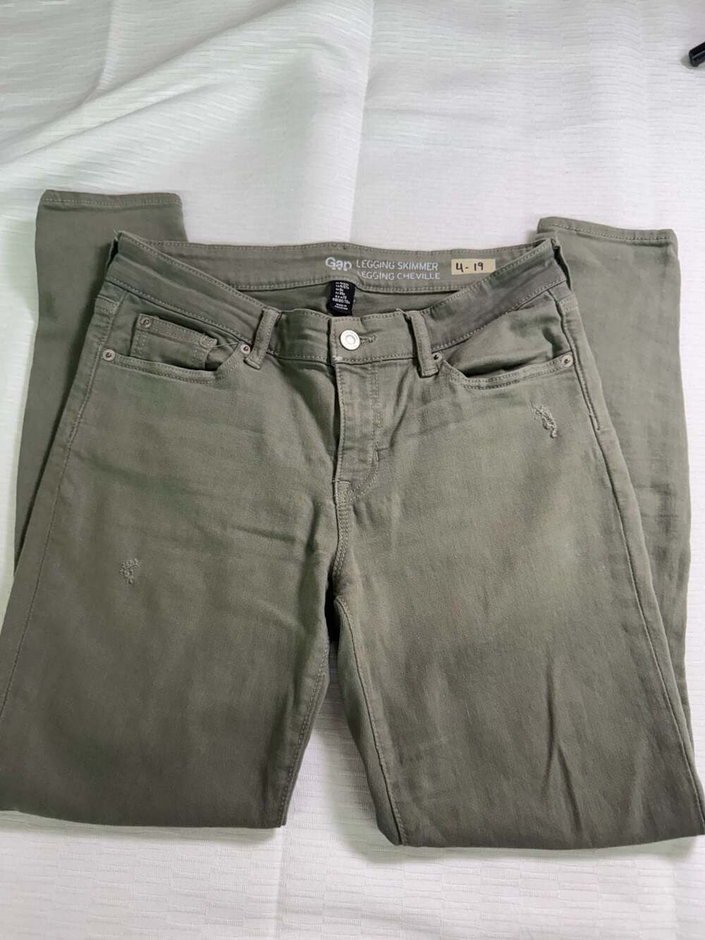 Gap Legging Skimmer Olive Green Distressed Pants Size 4